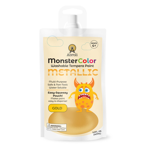 6 Pack - Abroli Monster Color Washable Tempera Paint Pouch 5oz-Metallic Gold - 5A0030ZL-1H2JP - 721172393065
