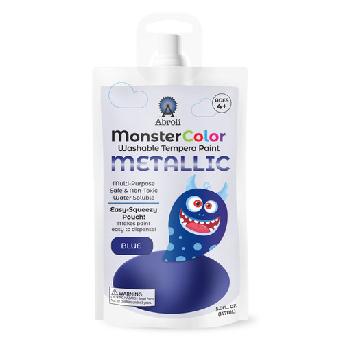 6 Pack - Abroli Monster Color Washable Tempera Paint Pouch 5oz-Metallic Blue - 5A0030ZL-1H2JQ - 721172393010