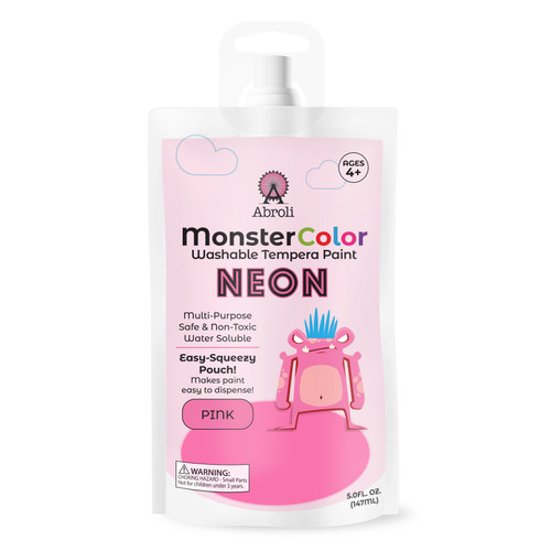 6 Pack - Abroli Monster Color Washable Tempera Paint Pouch 5oz-Neon Pink - 5A0030ZL-1H2HS - 721172595056