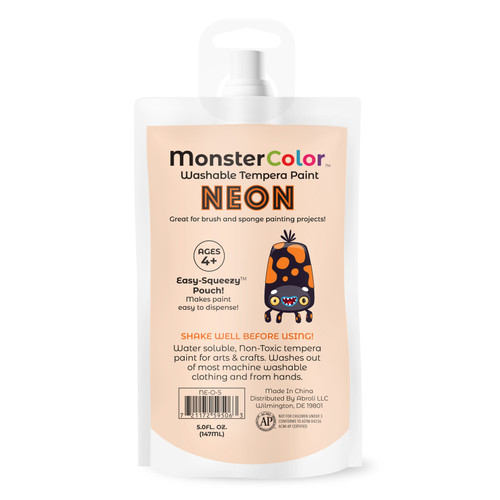 6 Pack - Abroli Monster Color Washable Tempera Paint Pouch 5oz-Neon Orange - 5A0030ZL-1H2JT
