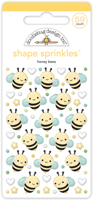 3 Pack - Doodlebug Sprinkles Adhesive Enamel Shapes-Honey Bee, Bee Happy - 5A00312G-1H2KS - 842715088276