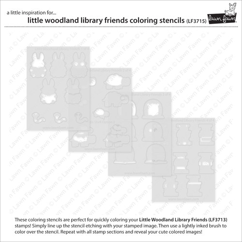 2 Pack - Lawn Clippings Coloring Stencils-Little Woodland Library Friends - 5A0030QR-1H258