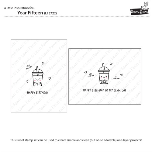 3 Pack - Lawn Fawn Clear Stamps 3"X2"-Year Fifteen - 5A0030R3-1H25R