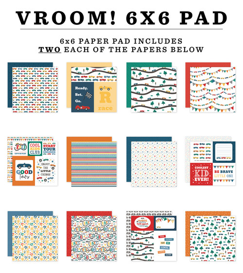 3 Pack - Echo Park Double-Sided Paper Pad 6"X6"-Vroom! - 5A0030M8-1H22Q - 810179819170