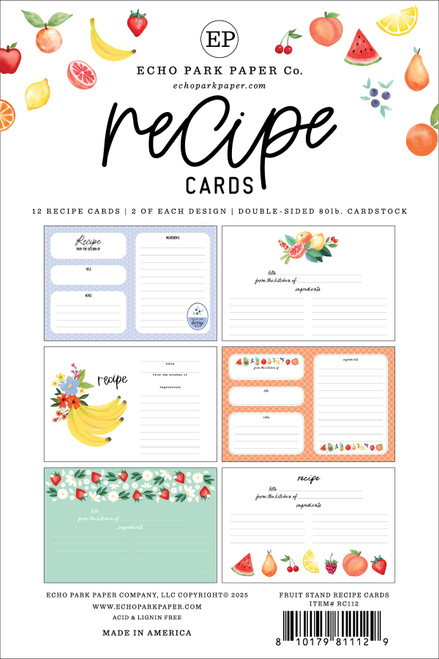 3 Pack - Echo Park Recipe Cards 4"X6"-Fruit Stand - 5A0030LP-1H214 3 Pack - Echo Park Recipe Cards 4"X6"-Fruit Stand - 5A0030LP-1H214
