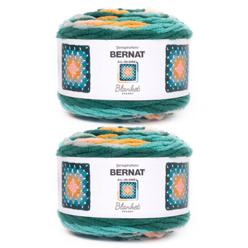 2 Pack - Bernat Blanket All In One Blanket Granny Square Yarn-Seaside Shine - 5A002Z43-1H18Z