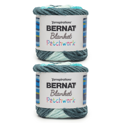 2 Pack - Bernat Blanket Patchwork Yarn-Teal Dream - 5A002Z44-1H19R