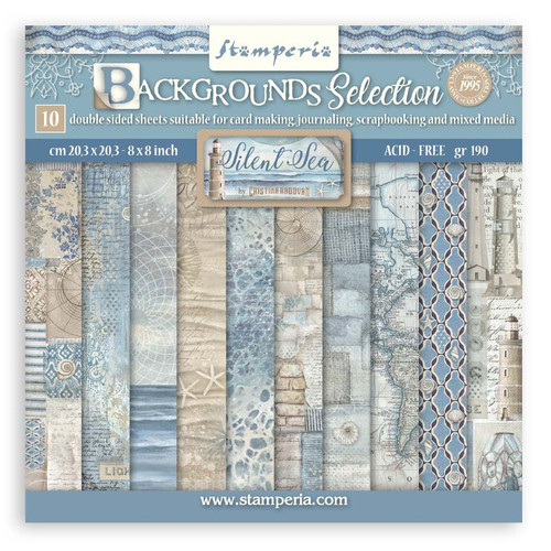 2 Pack - Stamperia Backgrounds Double-Sided Paper Pad 8"X8" 10/Pkg-Silent Sea - 5A002XJ6-1GYFD - 5993110042839