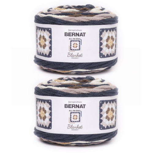 2 Pack - Bernat Blanket All In One Blanket Granny Square Yarn-Asphalt - 5A002Z43-1H1BC