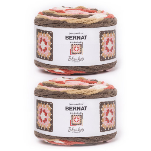 2 Pack - Bernat Blanket All In One Blanket Granny Square Yarn-Choco Berry - 5A002Z43-1H17W