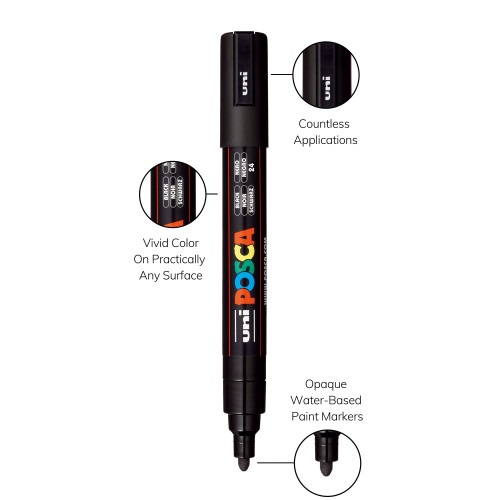 POSCA 5M Medium Bullet Tip 2.5mm Paint Marker 8/Pkg-Mono Tones - 5A00317M-1H2Y1