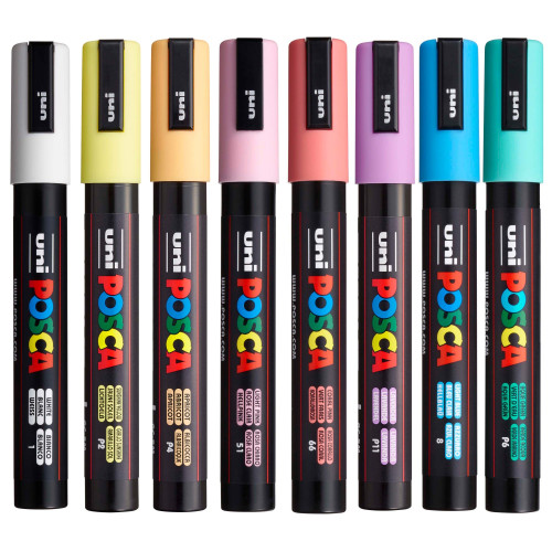 POSCA 5M Medium Bullet Tip 2.5mm Paint Marker 8/Pkg-Soft Colors - 5A00317M-1H2XZ POSCA 5M Medium Bullet Tip 2.5mm Paint Marker 8/Pkg-Soft Colors - 5A00317M-1H2XZ