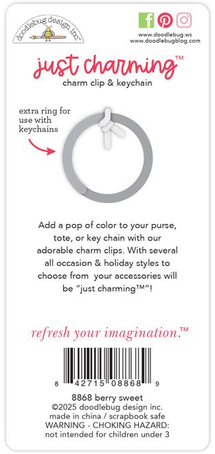 Doodlebug Just Charming Clip & Keychain-Berry Sweet - 5A00311R-1H2LD