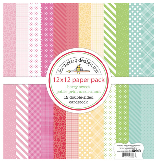 Doodlebug Petite Prints Double-Sided Cardstock 12"X12"-Berry Sweet - 5A003131-1H2LG - 842715088863