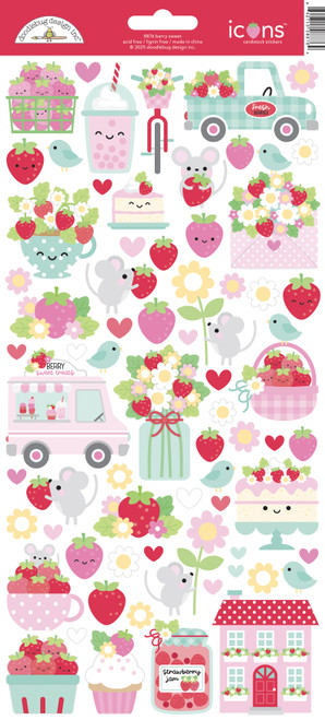 Doodlebug Cardstock Stickers-Icons, Berry Sweet - 5A003114-1H2LY - 842715088764