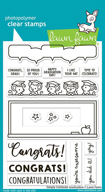 Lawn Fawn Clear Stamps 4"X6"-Simply Celebrate Graduation - 5A0030QD-1H24W - 783385672375