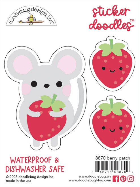 Doodlebug Water Bottle Sticker Doodles-Berry Patch, Berry Sweet - 5A003117-1H2M4 - 842715088702