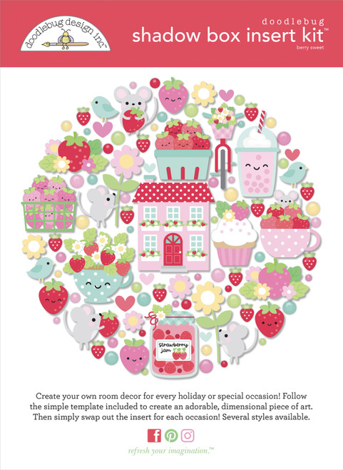 Doodlebug Design Shadow Box Insert Kit-Berry Sweet - 5A00312P-1H2ML - 842715088894