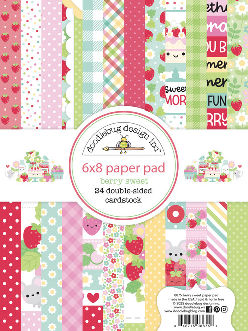 Doodlebug Double-Sided Paper Pad 6"X8"-Berry Sweet - 5A003120-1H2MN - 842715088757