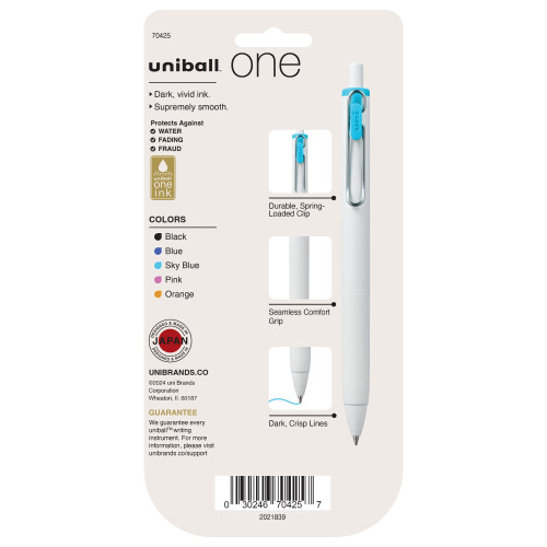 Uni-Ball One Retractable Gel Pens 5/Pkg-Assorted Colors 5A0030XJ-1H2HL