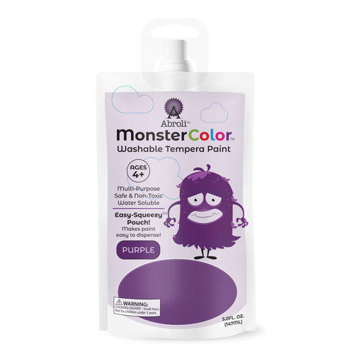 Abroli Monster Color Washable Tempera Paint Pouch 5oz-Purple - 5A003101-1H2HR - 721172292122