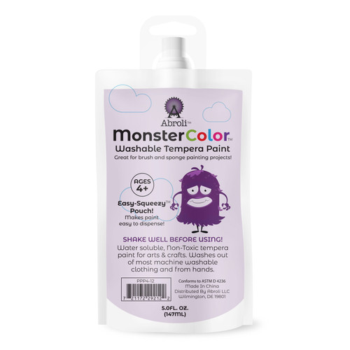 Abroli Monster Color Washable Tempera Paint Pouch 5oz-Purple - 5A003101-1H2HR
