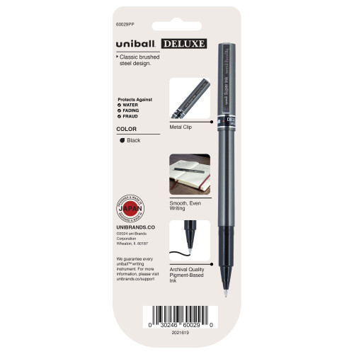 Uni-Ball Deluxe Micro Point 0.5mm Rollerball Pens 3/Pkg-Black 5A0030WP-1H2GY