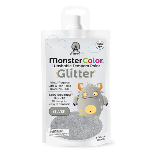 Abroli Monster Color Washable Tempera Paint Pouch 5oz-Glitter Silver - 5A0030ZL-1H2J0 - 721172494083