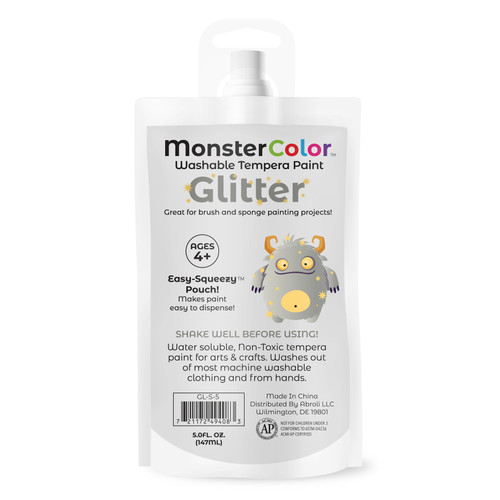 Abroli Monster Color Washable Tempera Paint Pouch 5oz-Glitter Silver - 5A0030ZL-1H2J0