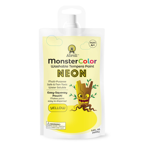 Abroli Monster Color Washable Tempera Paint Pouch 5oz-Neon Yellow - 5A0030ZL-1H2J1 - 721172595087