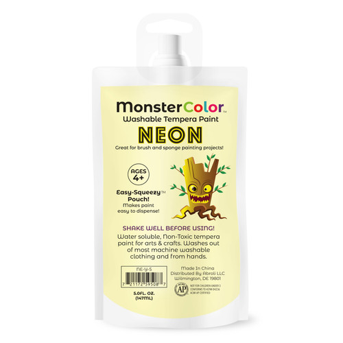 Abroli Monster Color Washable Tempera Paint Pouch 5oz-Neon Yellow - 5A0030ZL-1H2J1