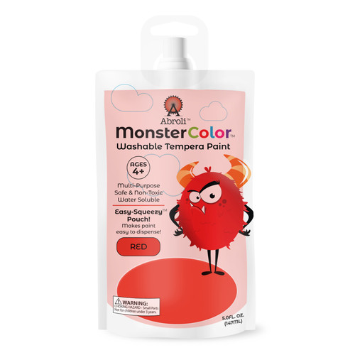 Abroli Monster Color Washable Tempera Paint Pouch 5oz-Red - 5A003101-1H2J4 - 721172292030