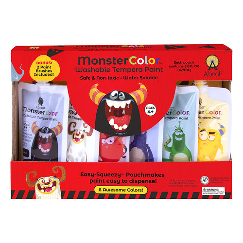 Abroli Monster Color Washable Tempera Paint Set 6/Pkg-Assorted Colors - 5A0030Z6-1H2J3 - 721172310116