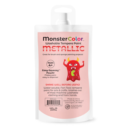 Abroli Monster Color Washable Tempera Paint Pouch 5oz-Metallic Red - 5A0030ZL-1H2JB
