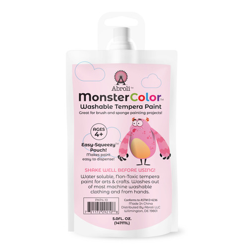 Abroli Monster Color Washable Tempera Paint Pouch 5oz-Pink - 5A003101-1H2HW