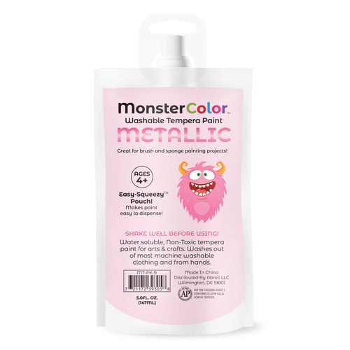 Abroli Monster Color Washable Tempera Paint Pouch 5oz-Metallic Pink - 5A0030ZL-1H2JN
