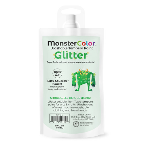Abroli Monster Color Washable Tempera Paint Pouch 5oz-Glitter Green - 5A0030ZL-1H2JH Abroli Monster Color Washable Tempera Paint Pouch 5oz-Glitter Green - 5A0030ZL-1H2JH