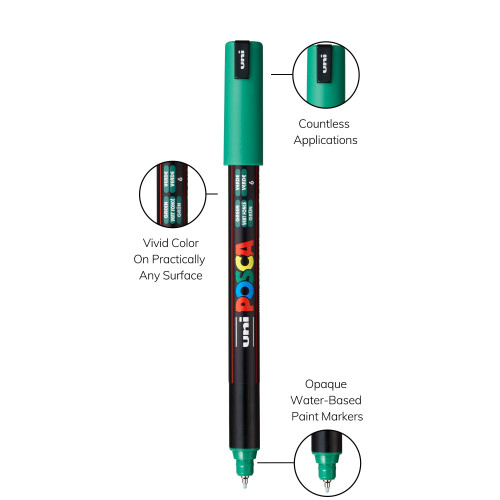 POSCA 1MR Paint Marker X-Fine Metal Tip 0.7mm-Green - PC-1MR-1H2PY POSCA 1MR Paint Marker X-Fine Metal Tip 0.7mm-Green - PC-1MR-1H2PY
