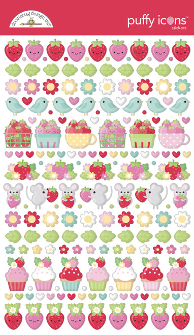 Doodlebug Puffy Stickers-Icons, Berry Sweet - 5A003126-1H2KX - 842715088665