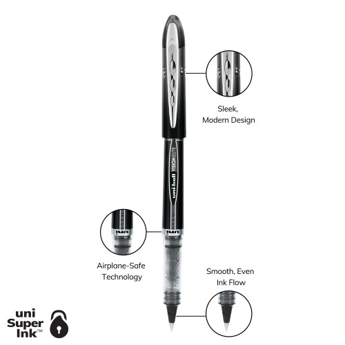 Uni-Ball Vision Elite Micro Point Rollerball Pens 4/Pkg-Black 5A0030XL-1H2FH