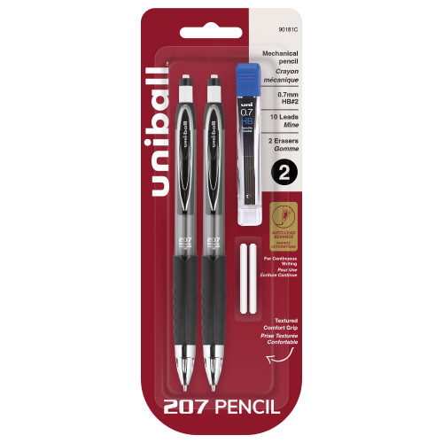 Uni-Ball 207 Mechanical Pencil Starter Kit 0.7mm 2/Pkg-Assorted Colors 5A0030X4-1H2FL - 0030246901816