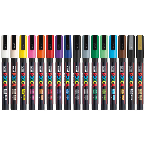 POSCA 3M Paint Marker Fine Bullet Tip .9mm-1.3mm 16/Pkg-Basic 5A00316C-1H2QW