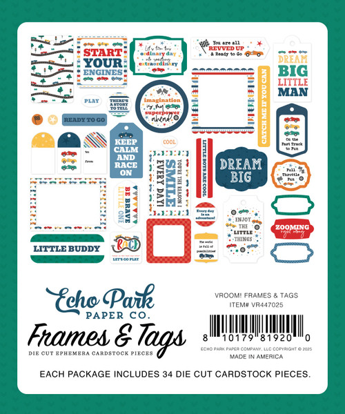 Echo Park Ephemera-Vroom!, Frames & Tags - 5A0030LS-1H216