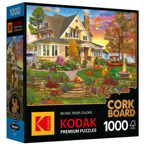 Kodak Premium Cork Board Jigsaw Puzzle 1000 Pieces-Lakeside Home - 5A003088-1H1RY - 4895145425803