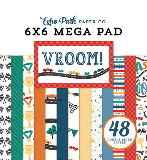 Echo Park Double-Sided Cardmakers Mega Paper Pad 6"X6"-Vroom! - 5A0030JY-1H23C