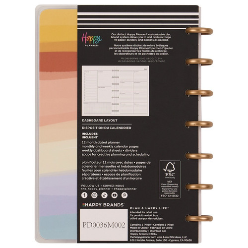 Happy Planner Mini 12-Month Disc Bound Planner-Serene Shapes; Jul '25 Jun '26 5A002X36-1GY14