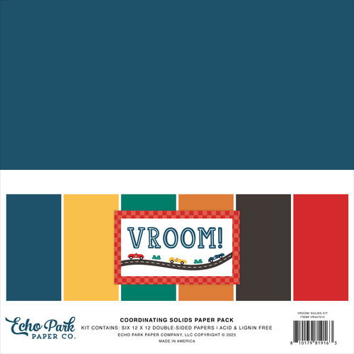 Echo Park Solids Collection Kit 12"X12"-Vroom! - 5A0030KK-1H21V - 810179819163