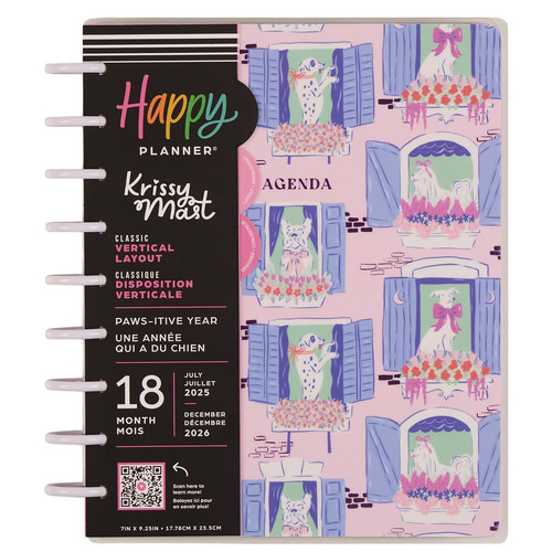 Happy Planner 18-Month Classic Disc Bound Planner-Paws-Itive Year; Jul '25 - Dec '26 - 5A002X53-1GY15 - 673807696921