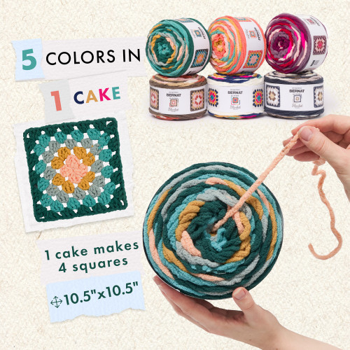 Bernat Blanket All In One Blanket Granny Square Yarn-Seaside Shine - 5A002Z43-1H18Z Bernat Blanket All In One Blanket Granny Square Yarn-Seaside Shine - 5A002Z43-1H18Z