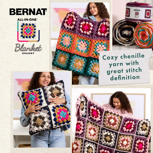 Bernat Blanket All In One Blanket Granny Square Yarn-Seaside Shine 5A002Z43-1H18Z